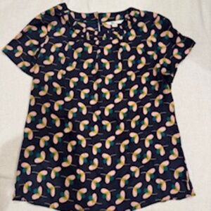 Worn once!! EUC Boden Silk-Blend Punk/Green/Navy Floral Carey Top, Size 10